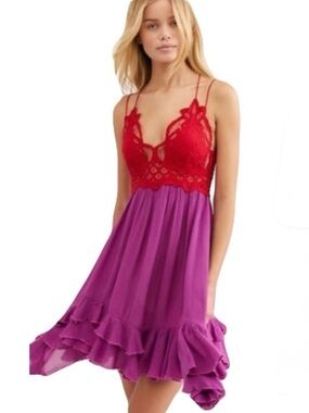 Free People Adella Slip Dress Lipstick Combo XS